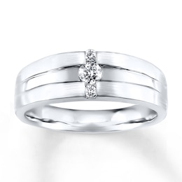 Previously Owned Diamond Men's Wedding Band 1/5 ct tw Round-cut 10K White Gold
