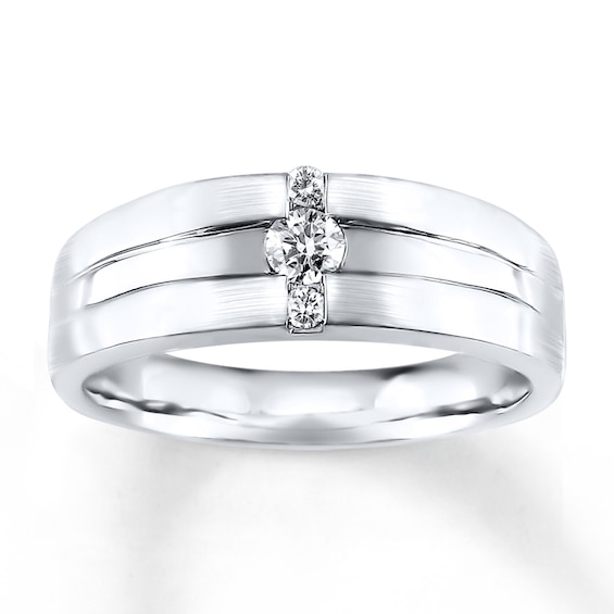 Previously Owned Diamond Men's Wedding Band 1/5 ct tw Round-cut 10K White Gold