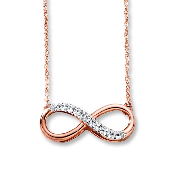 Previously Owned Diamond Infinity Necklace 1/20 ct tw Round-cut 10K Rose Gold