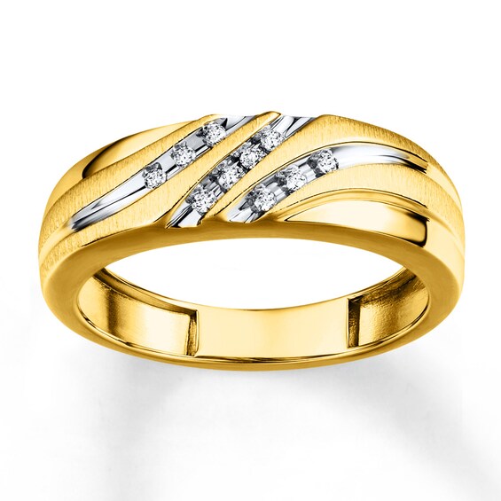 Previously Owned Men's Diamond Ring 1/10 ct tw Round-cut 10K Yellow Gold 10.25