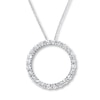 Thumbnail Image 1 of Previously Owned Diamond Circle Necklace 1/2 ct tw Round-cut 10K White Gold