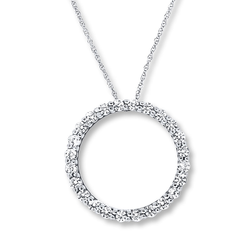 Main Image 1 of Previously Owned Diamond Circle Necklace 1/2 ct tw Round-cut 10K White Gold
