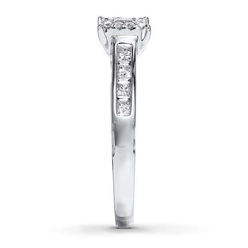 Previously Owned Diamond Engagement Ring 5/8 ct tw Princess & Round-cut 14K White Gold