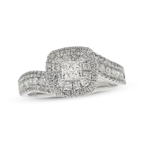 Previously Owned Diamond Engagement Ring 7/8 ct tw Princess-Cut 14K White Gold