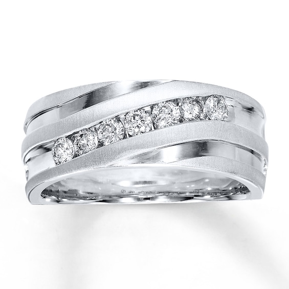 Previously Owned Men's Diamond Band 1/2 ct tw Round-cut 10K White Gold