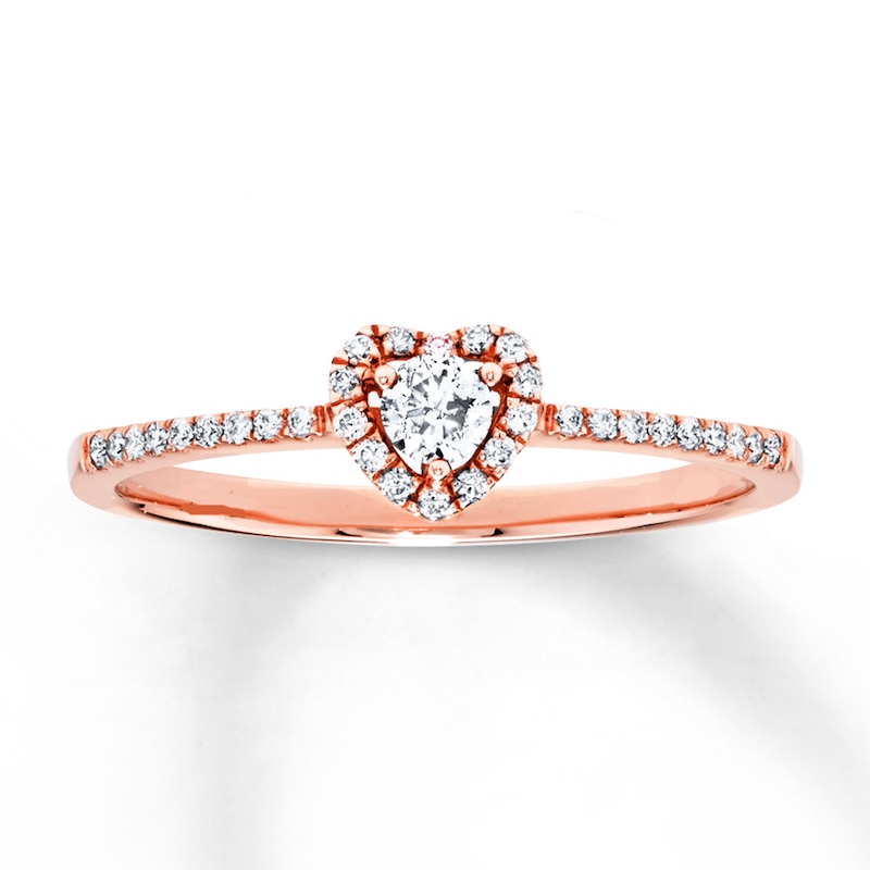 Previously Owned Diamond Heart Engagement Ring 1/4 ct tw Round-cut 10K Rose Gold