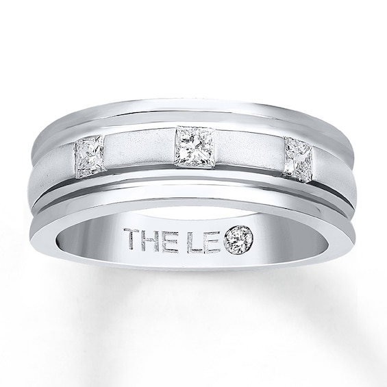 Previously Owned Men's THE LEO Diamond Band 1/2 ct tw Square-cut 14K White Gold