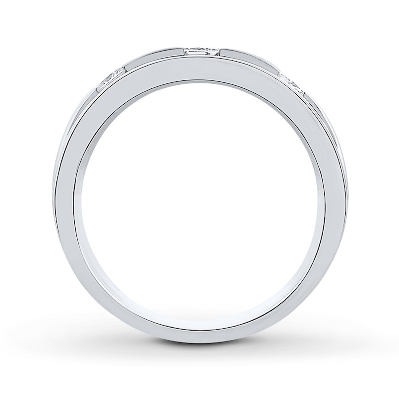 Main Image 2 of Previously Owned Men's THE LEO Diamond Band 1/2 ct tw Square-cut 14K White Gold