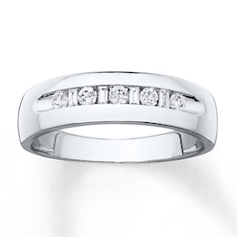 Previously Owned Men's Diamond Wedding Band 1/4 ct tw Round-cut 10K White Gold