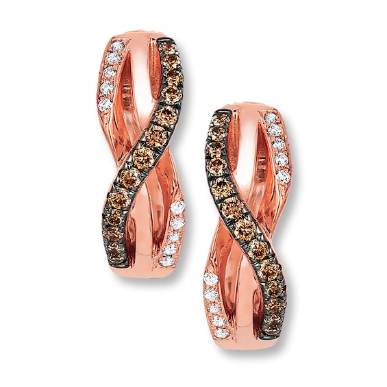 Previously Owned Le Vian Chocolate Diamond Earrings 1/6 ct 14K Strawberry Gold