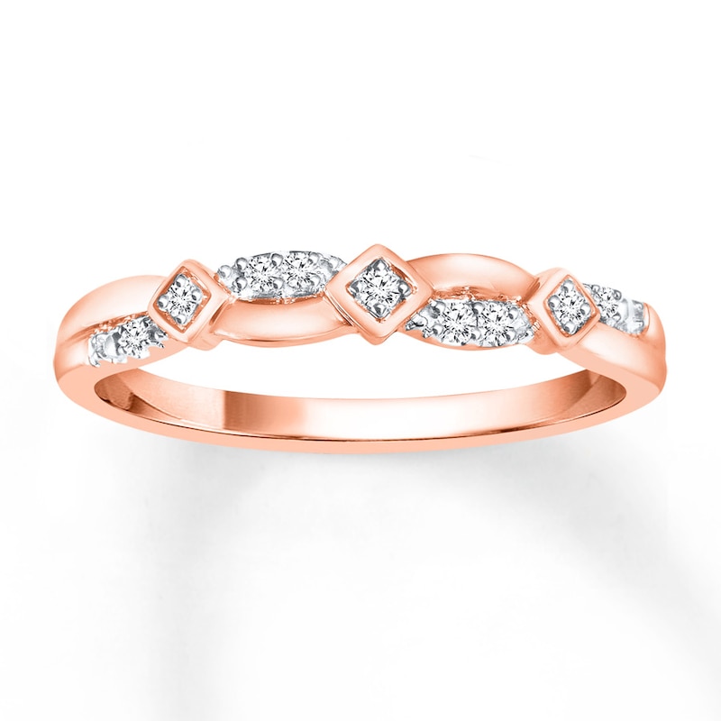 Main Image 1 of Previously Owned Diamond Ring 1/15 ct tw Round-cut 10K Rose Gold - Size 10.5