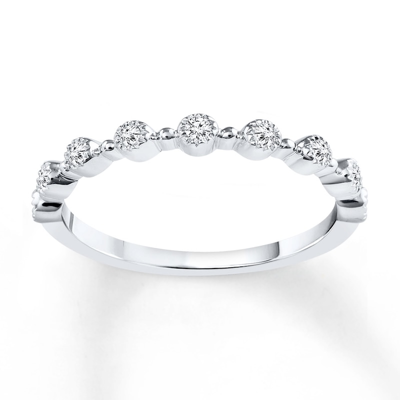 Main Image 1 of Previously Owned Stackable Diamond Anniversary Ring 1/10 ct tw Round-cut 10K White Gold - Size 10.5