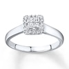 Thumbnail Image 1 of Previously Owned Engagement Ring 1/2 ct tw Princess & Round-cut Diamonds 10K White Gold - Size 4.5