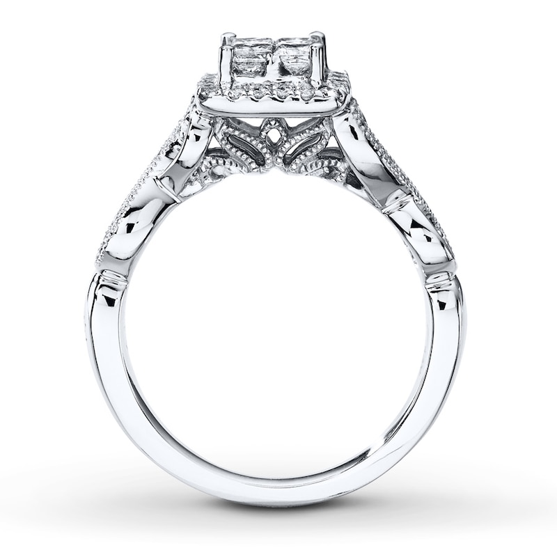 Main Image 2 of Previously Owned Diamond Engagement Ring 5/8 ct tw Princess & Round-cut 14K White Gold Size 4