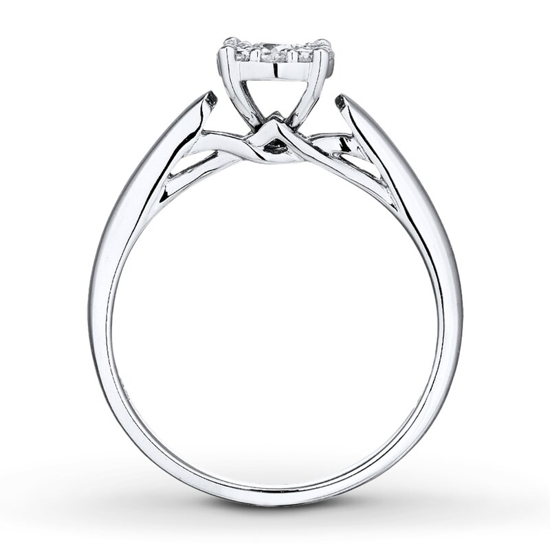 Main Image 2 of Previously Owned Diamond Engagement Ring 1/4 ct tw Round-cut 10K White Gold - Size 9