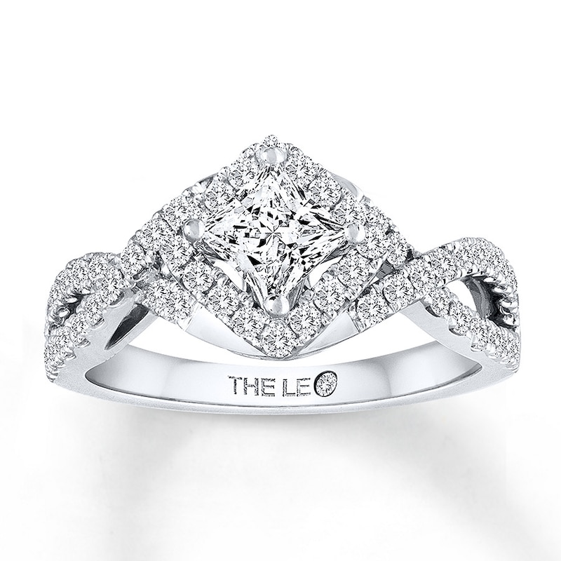 Previously Owned THE LEO Diamond Engagement Ring 1 ct tw Princess & Round-cut 14K White Gold - Size 4