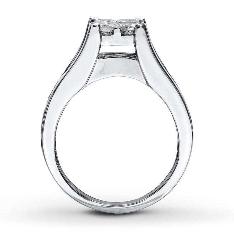 Main Image 2 of Previously Owned Diamond Engagement Ring 1-1/2 ct tw Princess & Round-cut 14K White Gold