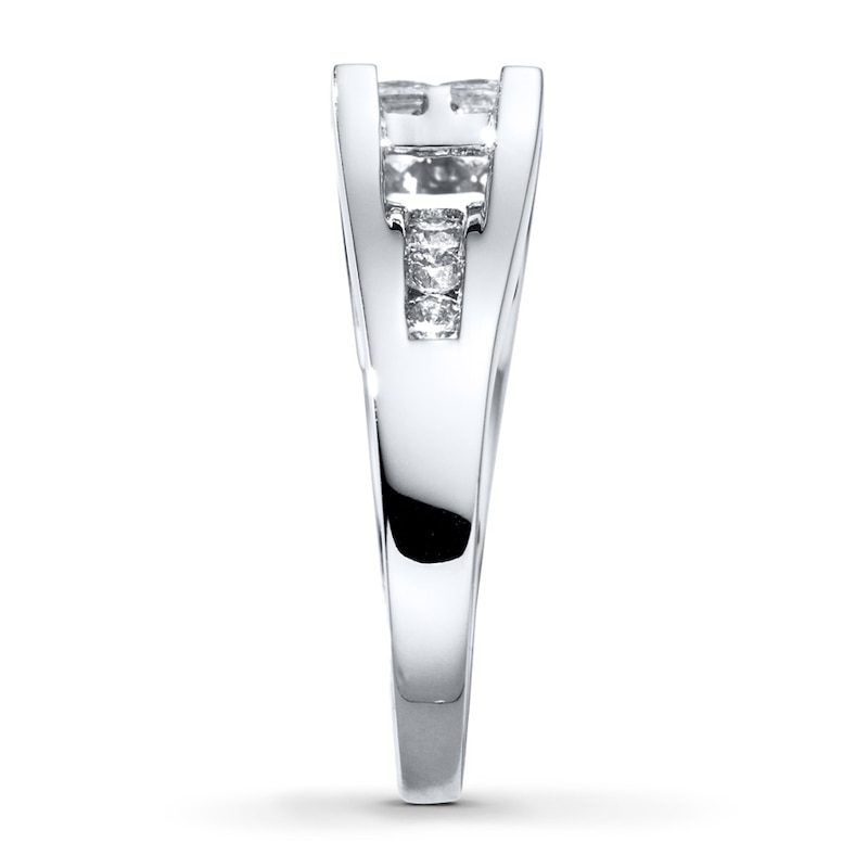 Main Image 3 of Previously Owned Diamond Engagement Ring 1-1/2 ct tw Princess & Round-cut 14K White Gold
