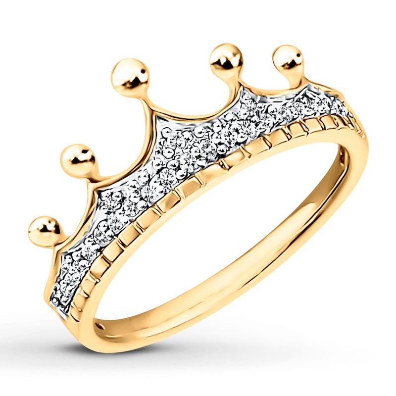 Previously Owned Diamond Crown Ring 1/10 ct tw Round-cut 10K Yellow Gold