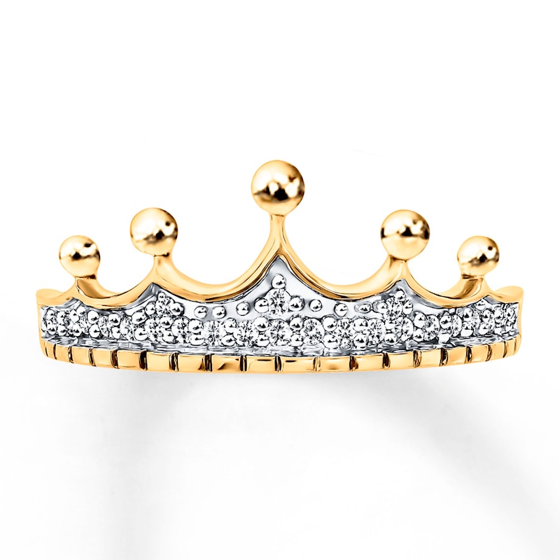 Previously Owned Diamond Crown Ring 1/10 ct tw Round-cut 10K Yellow Gold