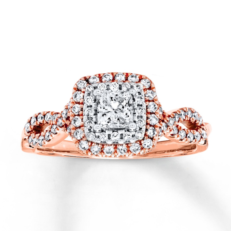 Main Image 1 of Previously Owned Diamond Ring 5/8 ct tw Princess & Round-cut 14K Two-Tone Gold