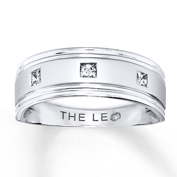 Previously Owned THE LEO Diamond Men's Wedding Band 1/4 ct tw Square-cut 14K White Gold