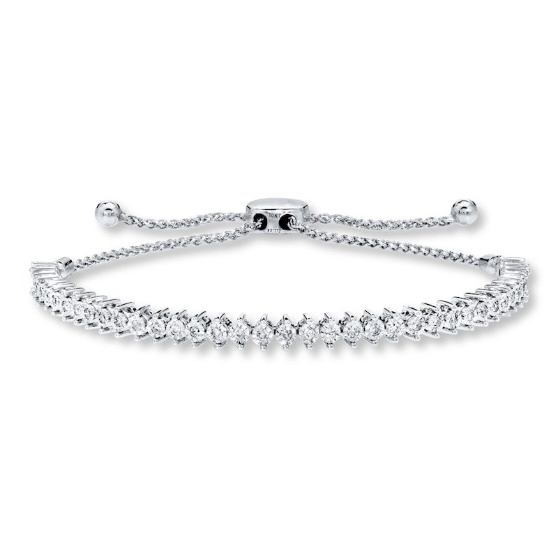 Main Image 1 of Previously Owned Bolo Bracelet 1/2 ct tw Diamonds 10K White Gold 9.5&quot;