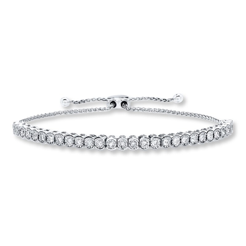 Main Image 1 of Previously Owned Bolo Bracelet 1 ct tw Diamonds 14K White Gold 9.5&quot;