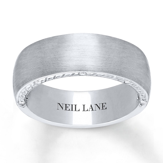 Previously Owned Neil Lane Men's Wedding Band 1/15 ct tw Round-cut Diamonds 14K White Gold