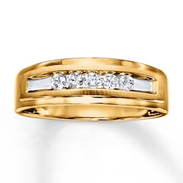 Previously Owned Men's Diamond Wedding Band 1/4 ct tw Round-cut 10K Yellow Gold