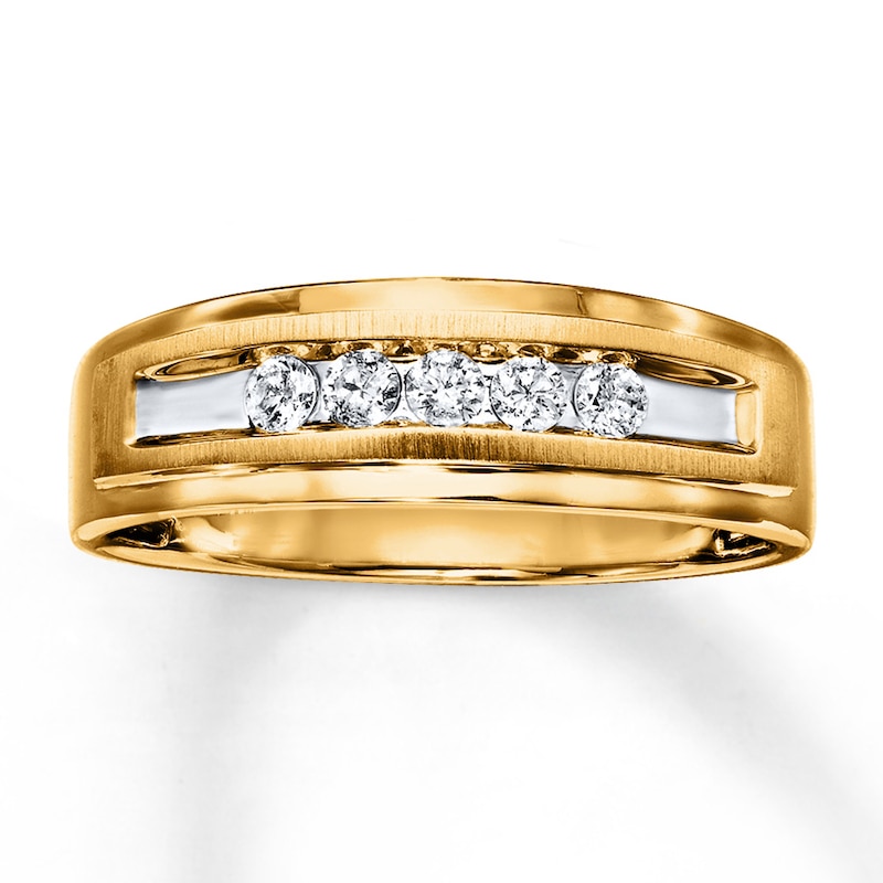 Main Image 1 of Previously Owned Men's Diamond Wedding Band 1/4 ct tw Round-cut 10K Yellow Gold
