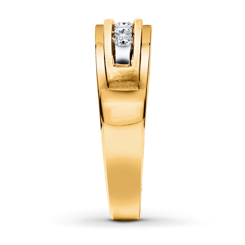 Main Image 3 of Previously Owned Men's Diamond Wedding Band 1/4 ct tw Round-cut 10K Yellow Gold