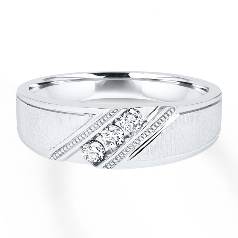 Main Image 1 of Previously Owned Men's Diamond Band 1/5 ct tw 10K White Gold