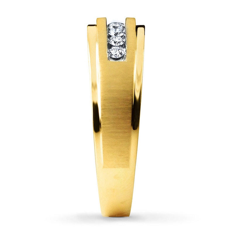 Main Image 3 of Previously Owned Men's Wedding Band 1/4 ct tw Diamonds 10K Yellow Gold