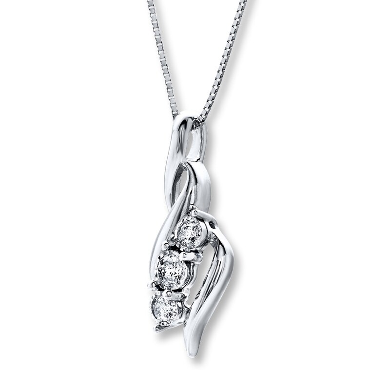Main Image 3 of Previously Owned Radiant Reflections Necklace 1/6 ct tw Diamonds 10K White Gold