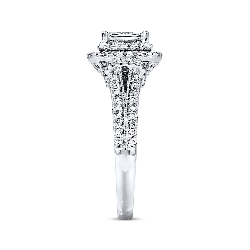 Main Image 2 of Previously Owned Engagement Ring 1 ct tw Princess & Round-cut Diamonds 14K White Gold