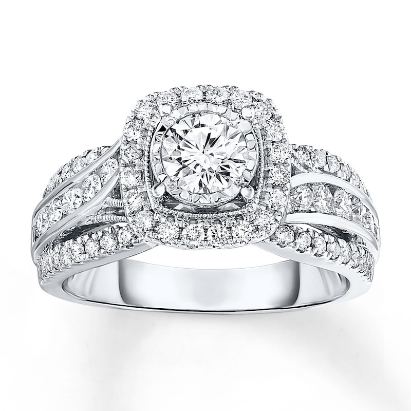 Main Image 1 of Previously Owned Engagement Ring 1-1/3 ct tw Diamonds 14K White Gold