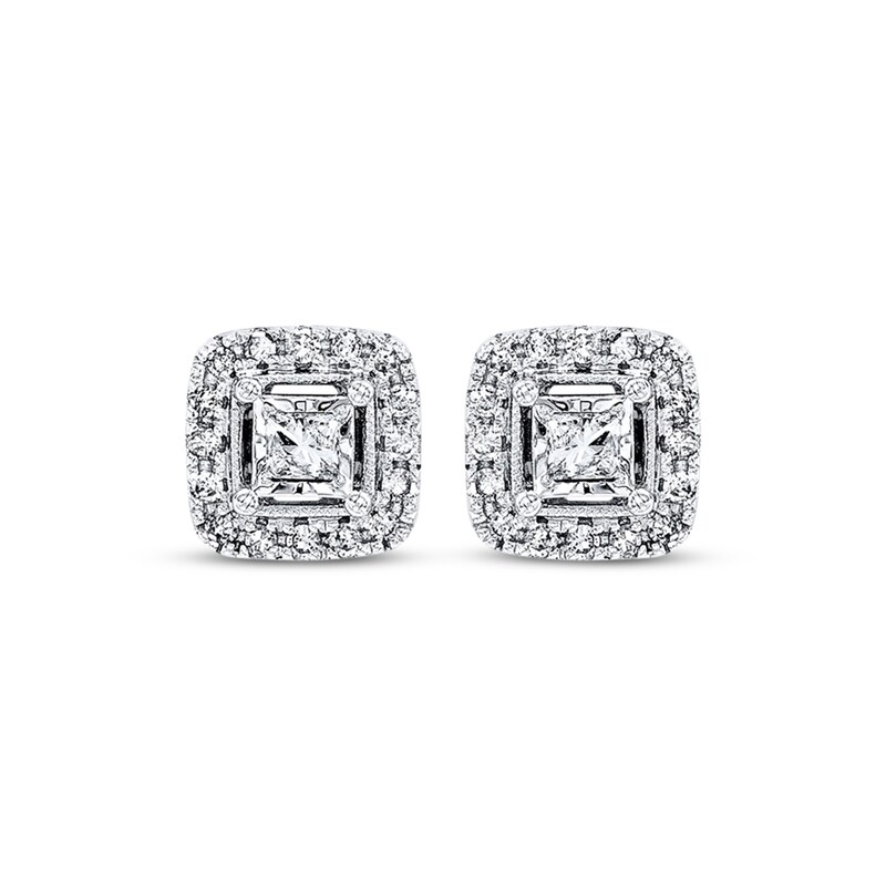 Previously Owned Diamond Earrings 1/2 ct tw Princess-cut 10K White Gold ...