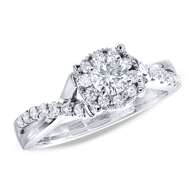 Main Image 1 of Previously Owned Diamond Engagement Ring 5/8 ct tw Round-cut 14K White Gold