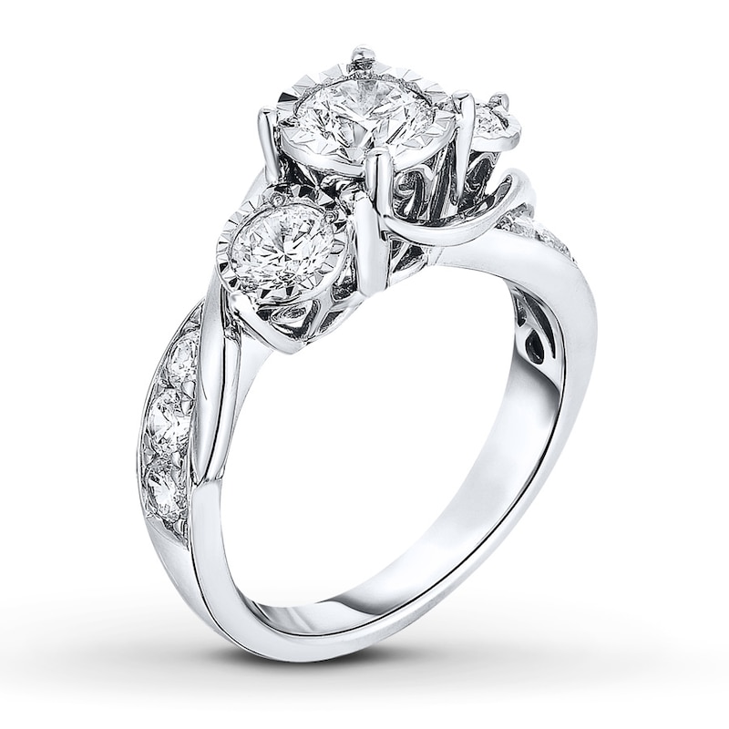 Main Image 2 of Previously Owned 3-Stone Diamond Ring 2 ct tw Round-cut 14K White Gold