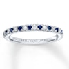 Previously Owned Sapphire & Diamond Wedding Band 1/8 ct tw Round-cut 14K White Gold Band