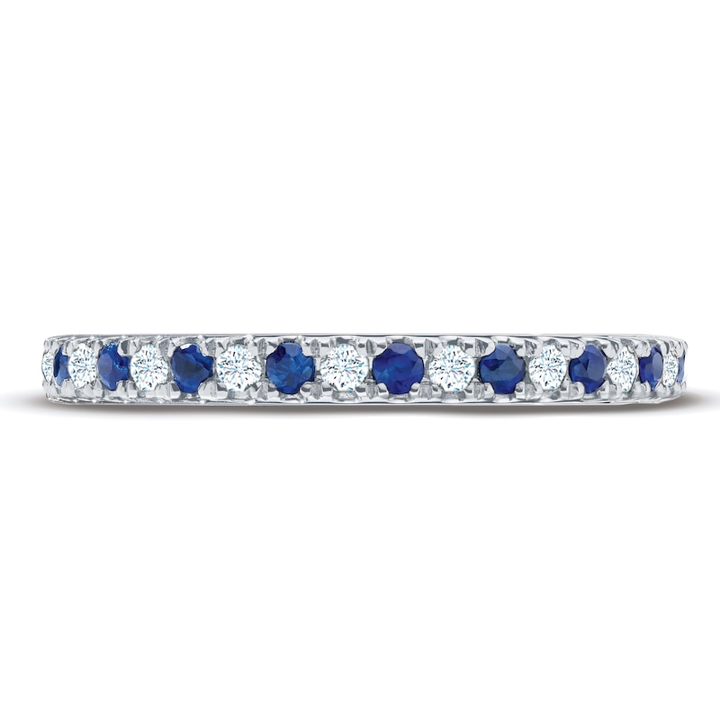 Previously Owned Sapphire & Diamond Wedding Band 1/8 ct tw Round-cut 14K White Gold Band