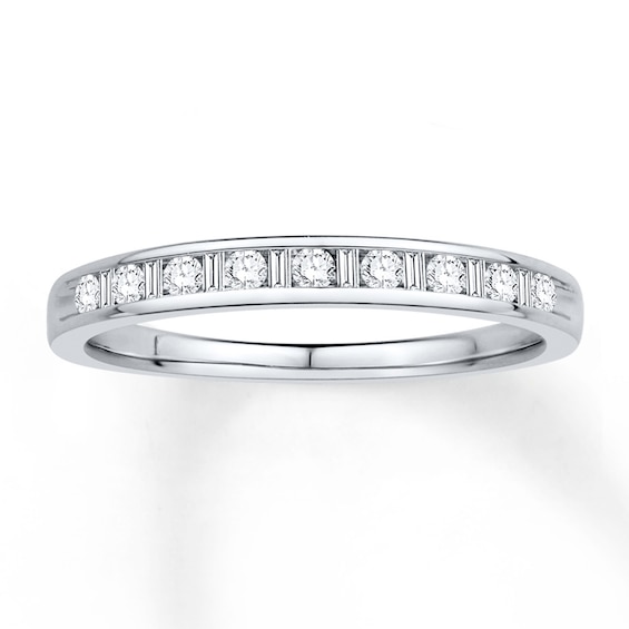 Previously Owned Diamond Anniversary Band 1/5 ct tw Baguette & Round-cut 14K White Gold