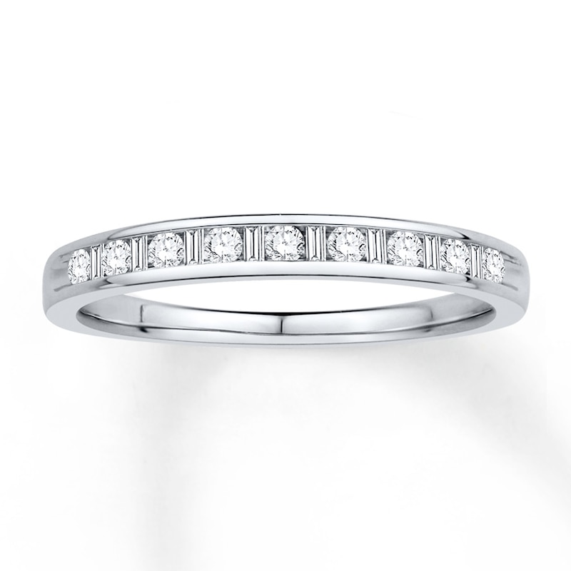Main Image 1 of Previously Owned Diamond Anniversary Band 1/5 ct tw Baguette & Round-cut  14K White Gold