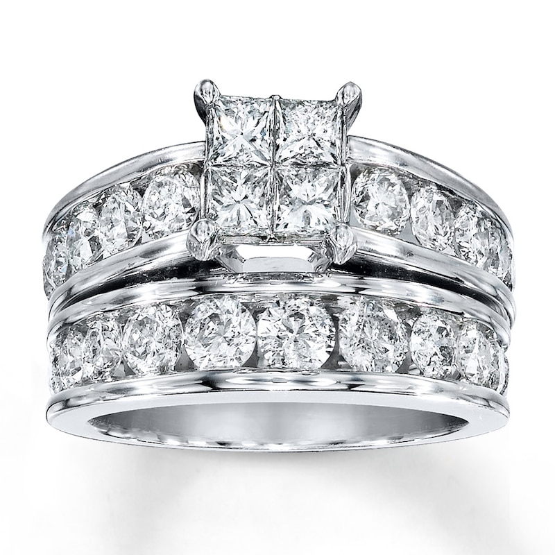 Previously Owned Diamond Bridal Set 2 ct tw Princess & Round-cut 14K White Gold