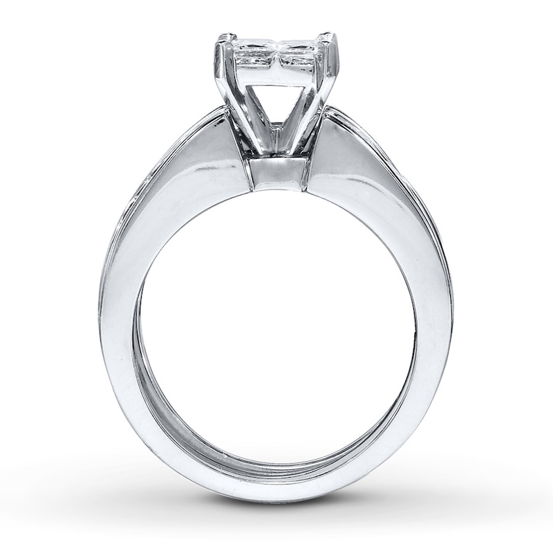 Previously Owned Diamond Bridal Set 2 ct tw Princess & Round-cut 14K White Gold