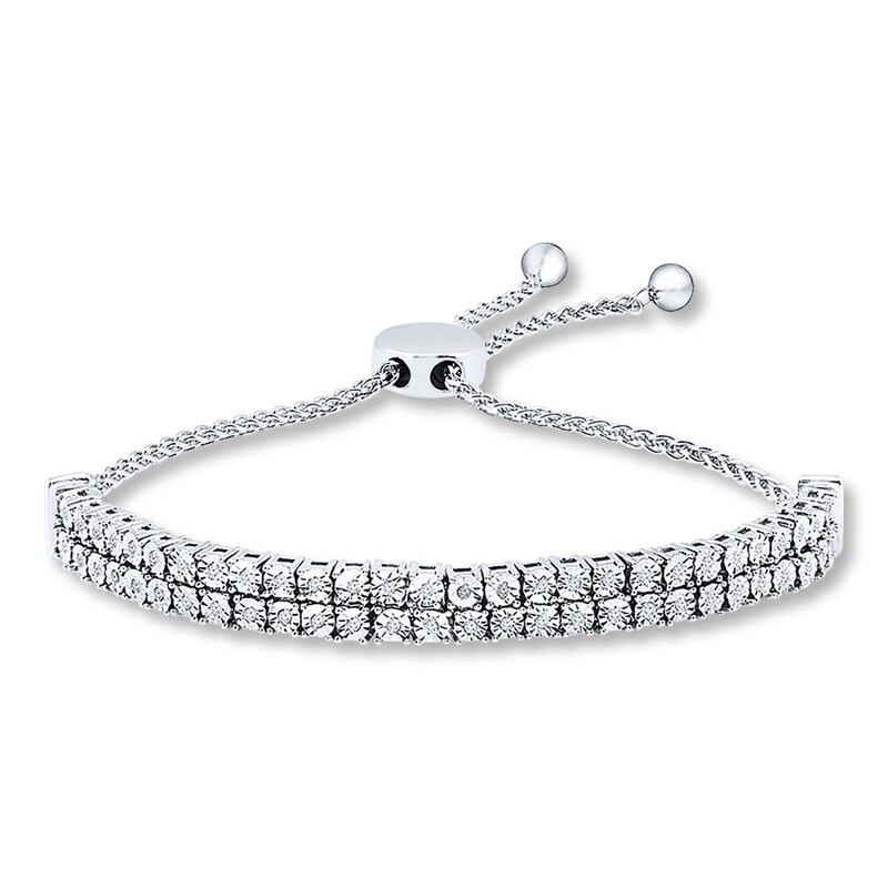 Main Image 1 of Previously Owned Diamond Bolo Bracelet 1/4 ct tw Round-cut Sterling Silver