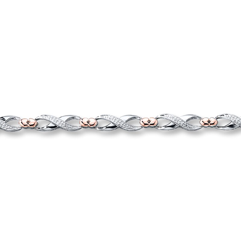 Main Image 1 of Previously Owned Infinity Bracelet 1/8 ct tw Diamonds Sterling Silver & 10K Rose Gold