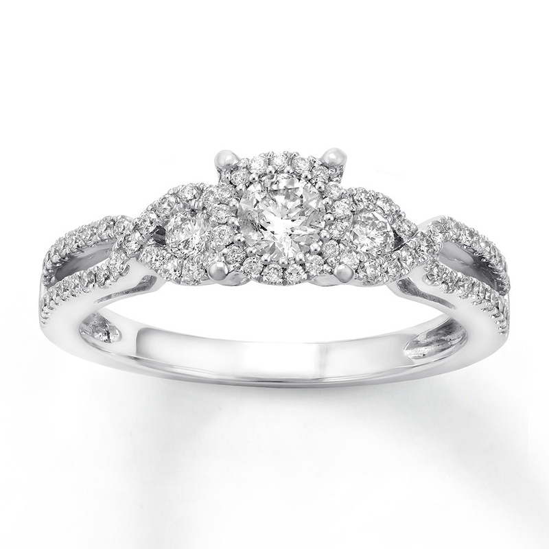Main Image 1 of Previously Owned Diamond Engagement Ring 5/8 ct tw Round-cut 14K White Gold