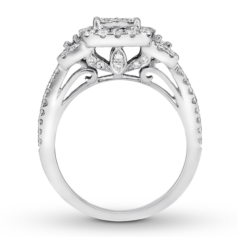 Main Image 2 of Previously Owned Diamond Engagement Ring 1-1/8 ct tw Round/Baguette 14K Gold